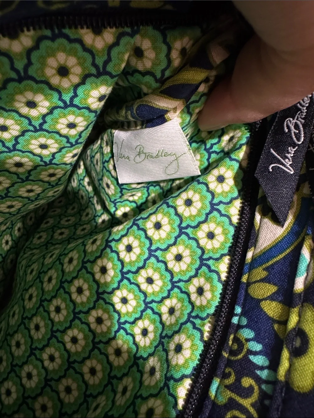 Vera Bradley Navy, Green & Teal Quilted Laptop Tote