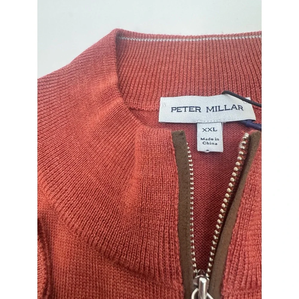 NWT Peter‎ Millar Autumn Crest Quarter Zip Wool Blend Sweater BURNT Red XXL $250