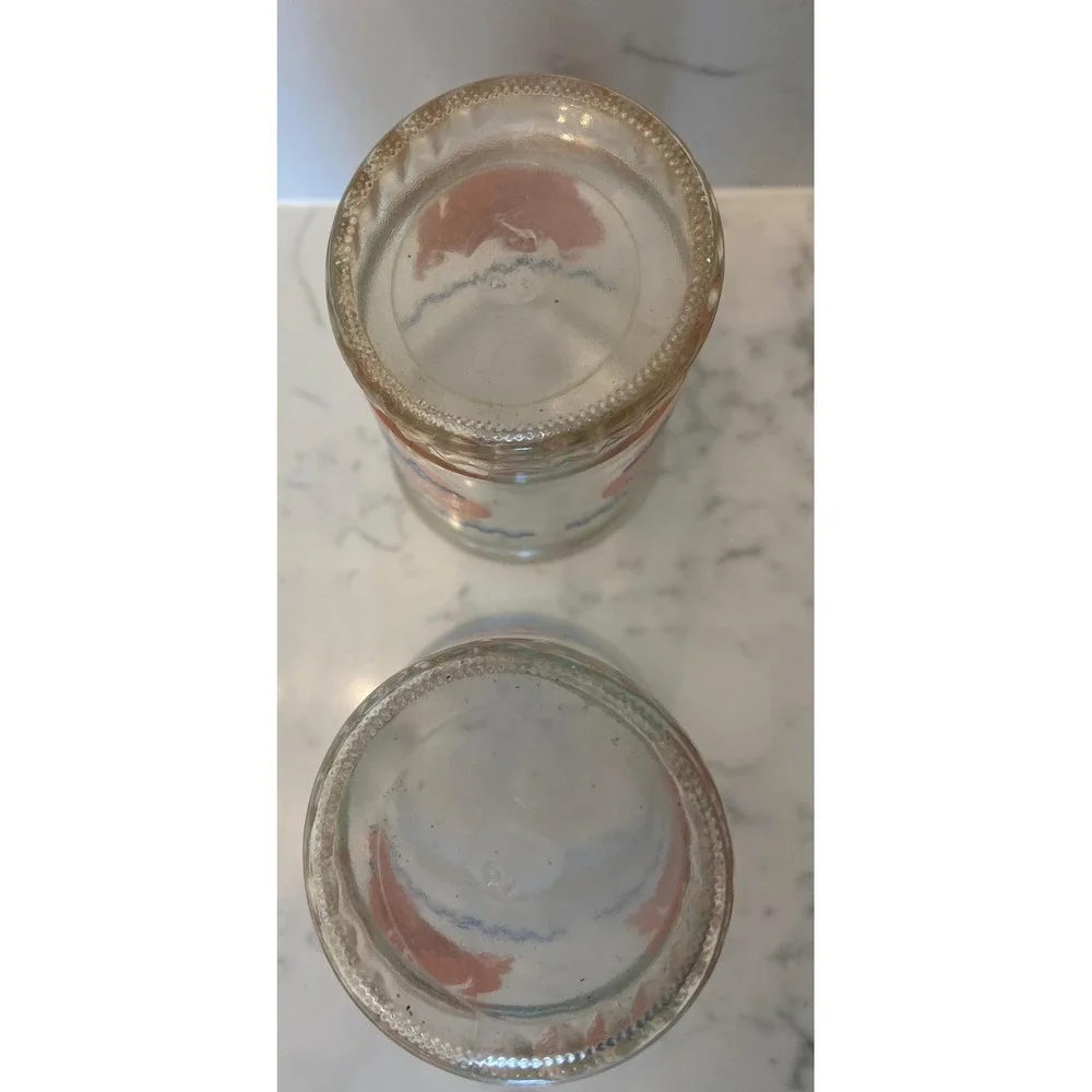 Vintage Bama Jelly Juice‎ Glasses with Little Pigs, set of 2