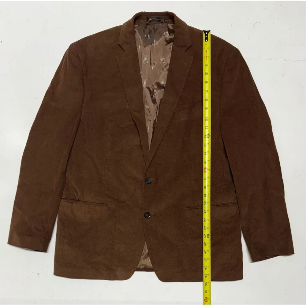 Ralph Lauren Mens Brown Corduroy Blazer‎ Fox Print Lining - Size 44R Elbow Patch