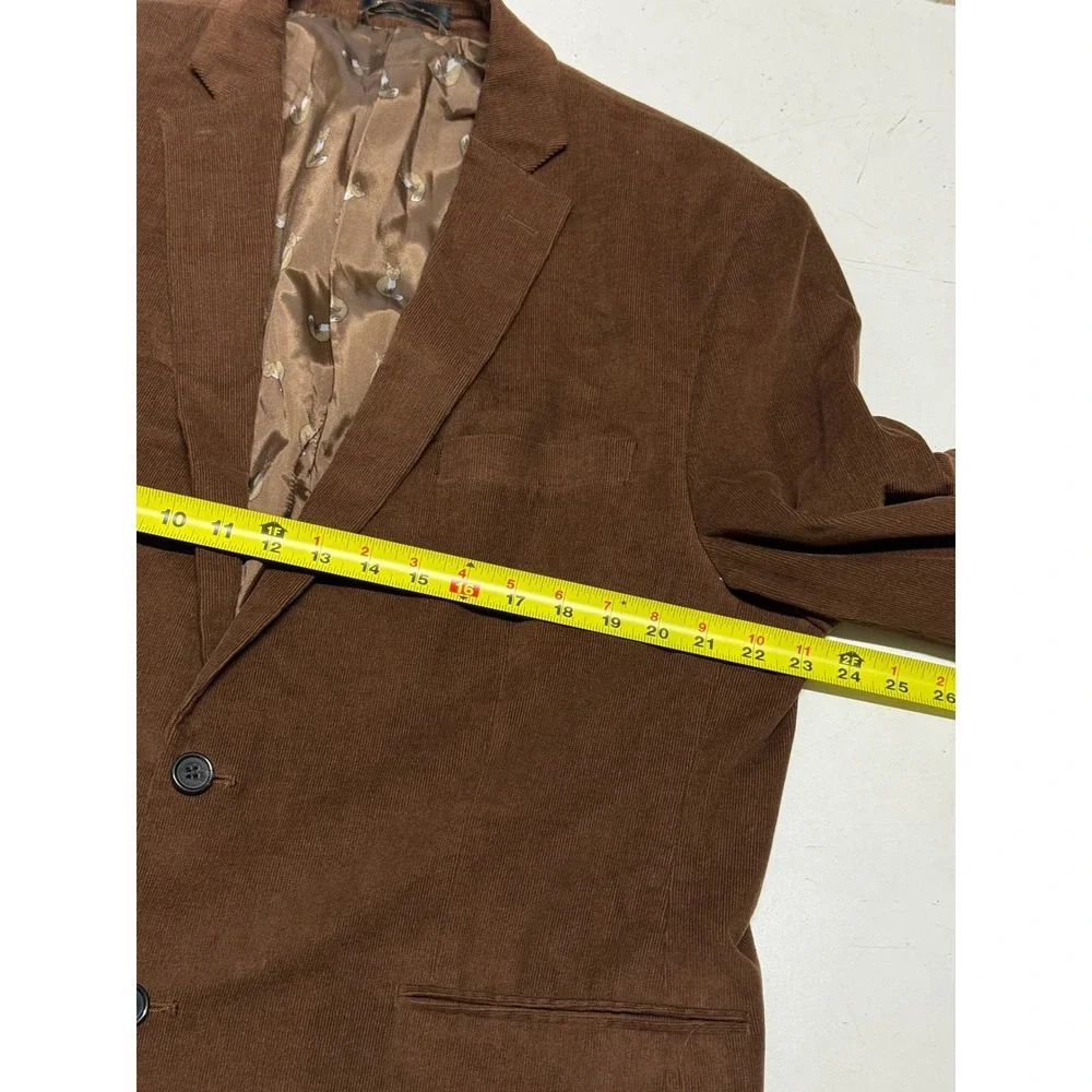Ralph Lauren Mens Brown Corduroy Blazer‎ Fox Print Lining - Size 44R Elbow Patch