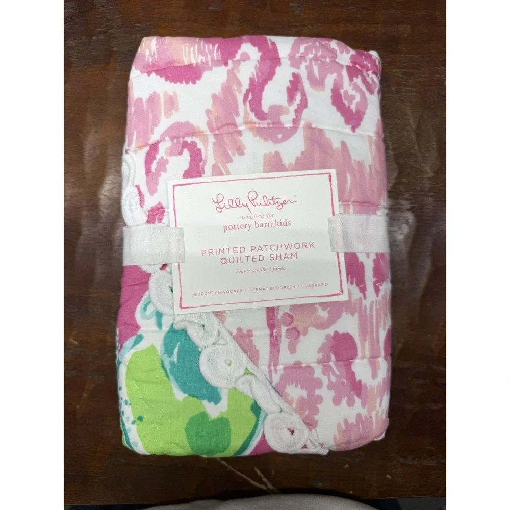 Lilly Pulitzer‎ Pottery Barn Kids Quilted Sham European Square Pink Patchwork