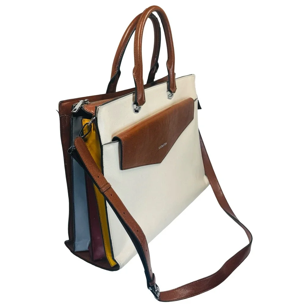 Bostanten Leather Laptop‎ Tote Briefcase Work Bag Multi Compartment Shoulder Bag