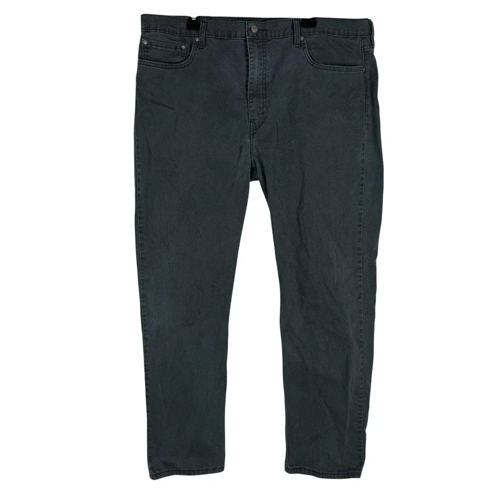 Levi's 502 Jeans Mens 42x32 Gray Charcoal Wash Regular Tapered Stretch Denim