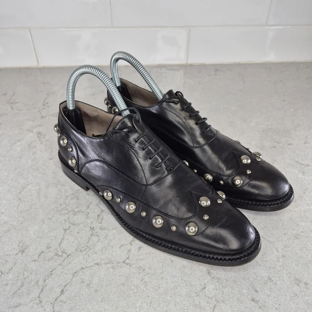 MARC JACOBS Womens Black Studded Oxfords Shoes‎ 37