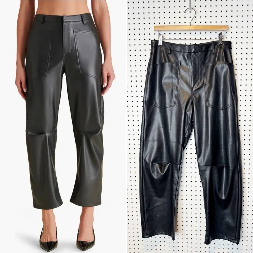 Steve Madden | Haniel Faux‎ Leather Barrel Pants in Black Sz. M