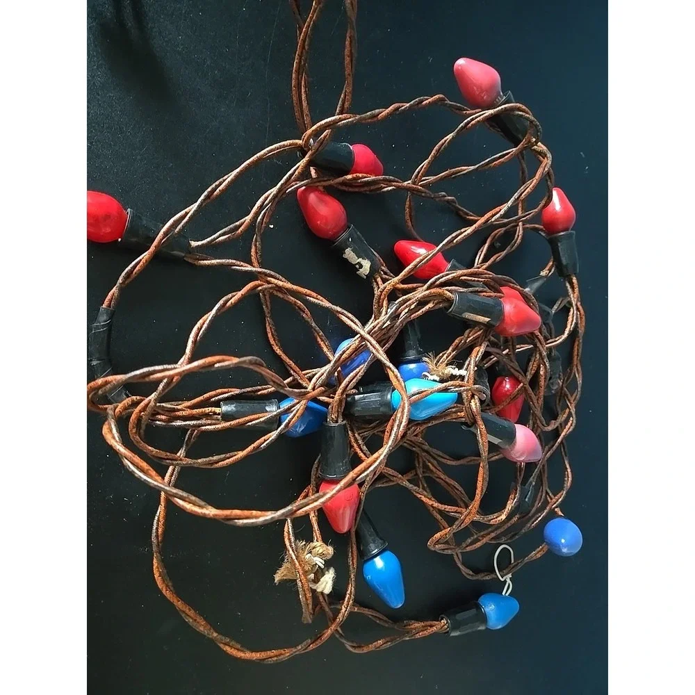 Vintage Antique Light Strands  Christmas Lights Red Blue