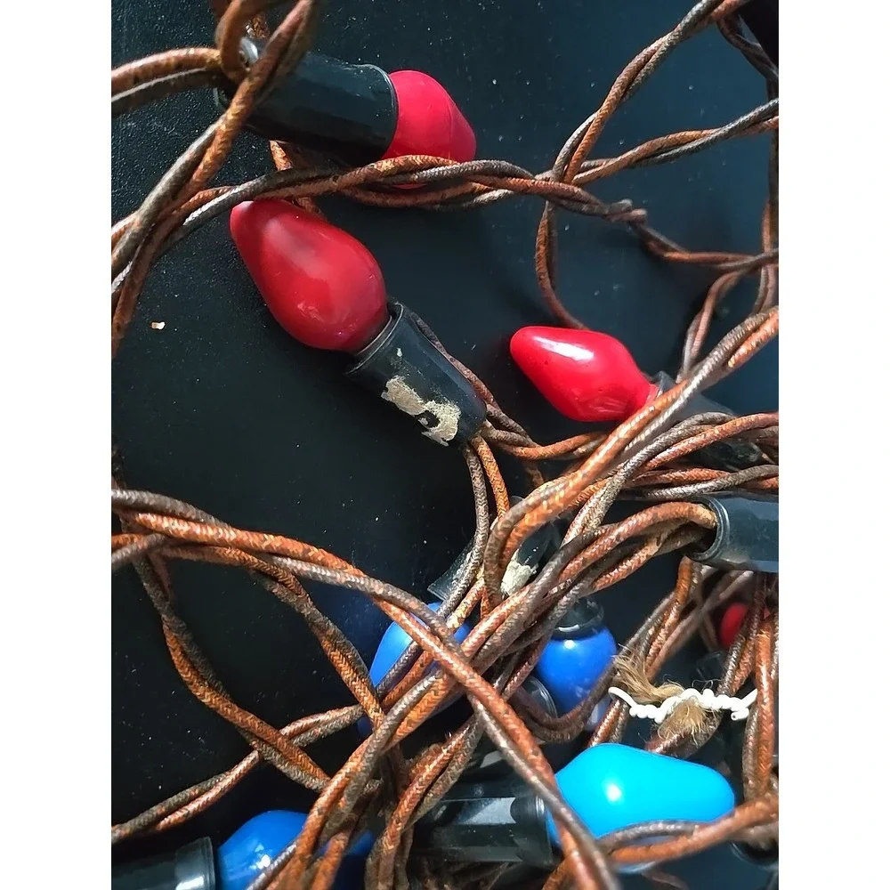 Vintage Antique Light Strands  Christmas Lights Red Blue