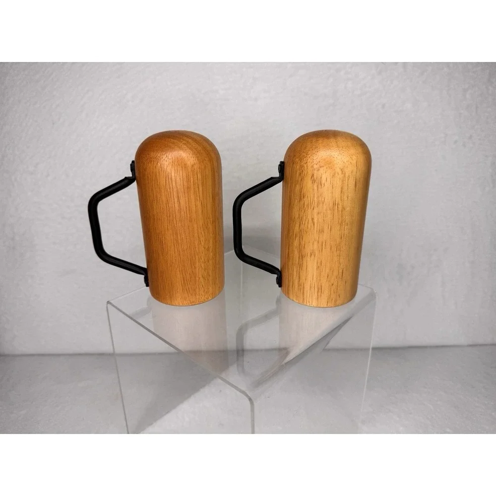 Wood Salt & Pepper Shakers Modern Bamboo Style NEW