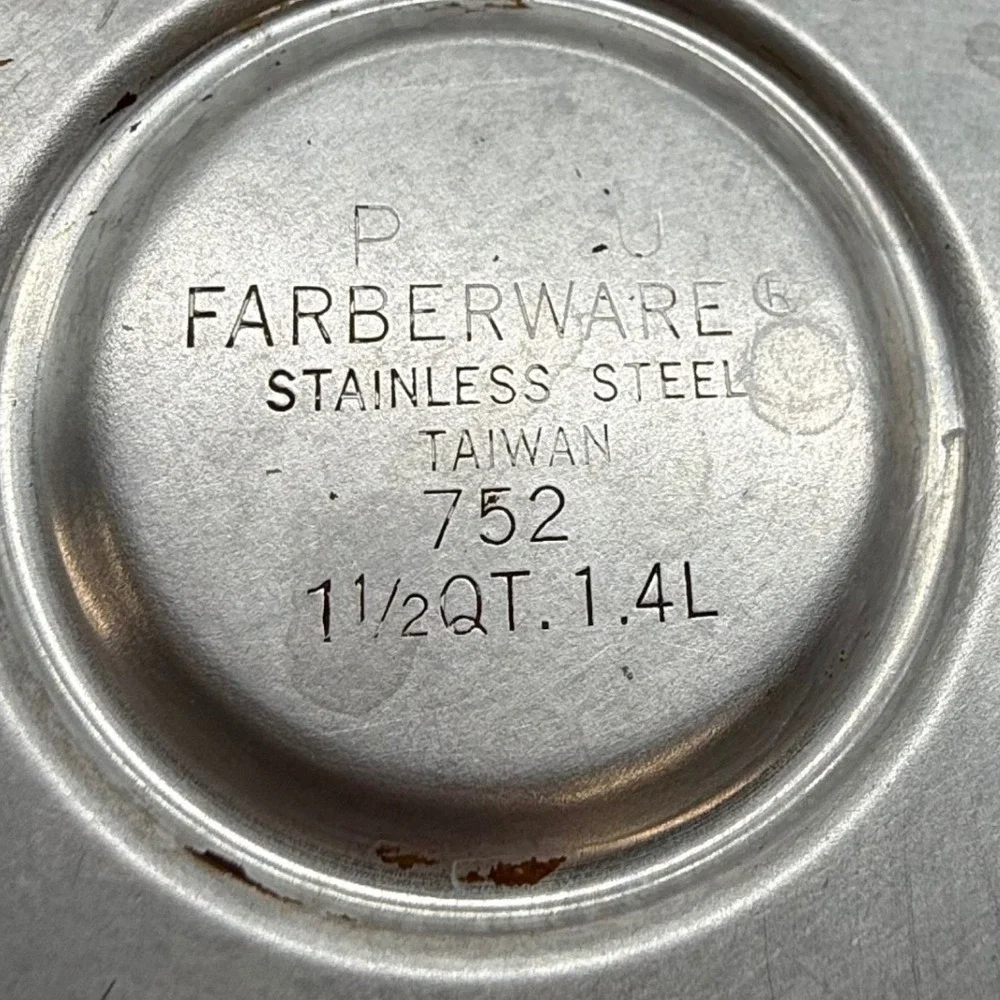 VTG Farberware 752 Stainless Steel Tea Kettle 1.5 Qt Wood Handle‎ handle Crack
