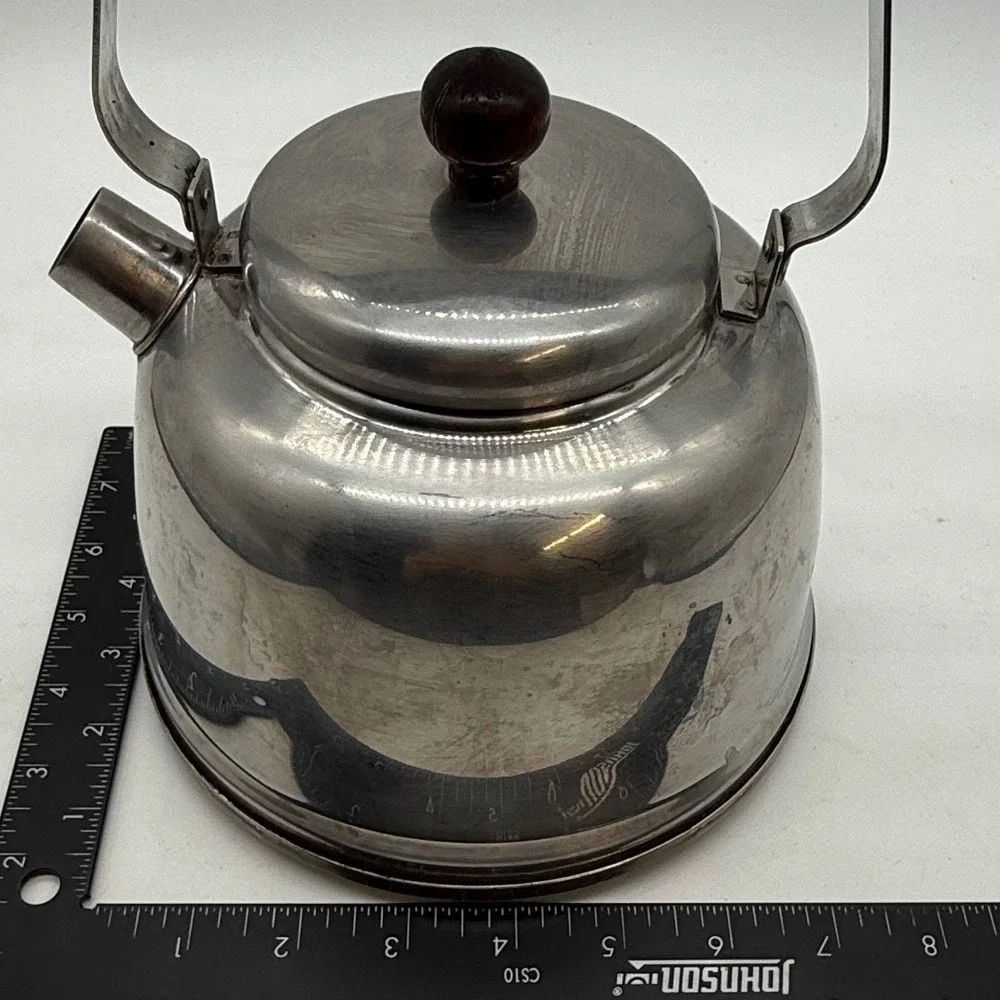 VTG Farberware 752 Stainless Steel Tea Kettle 1.5 Qt Wood Handle‎ handle Crack