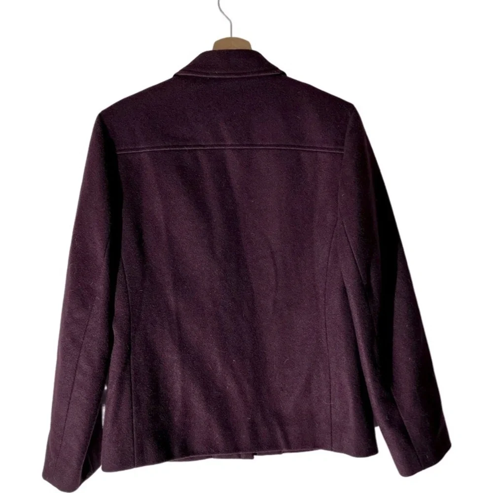 J.Crew | Wool Blend Zip Jacket Small‎ Burgundy Point Collar Utility Pockets