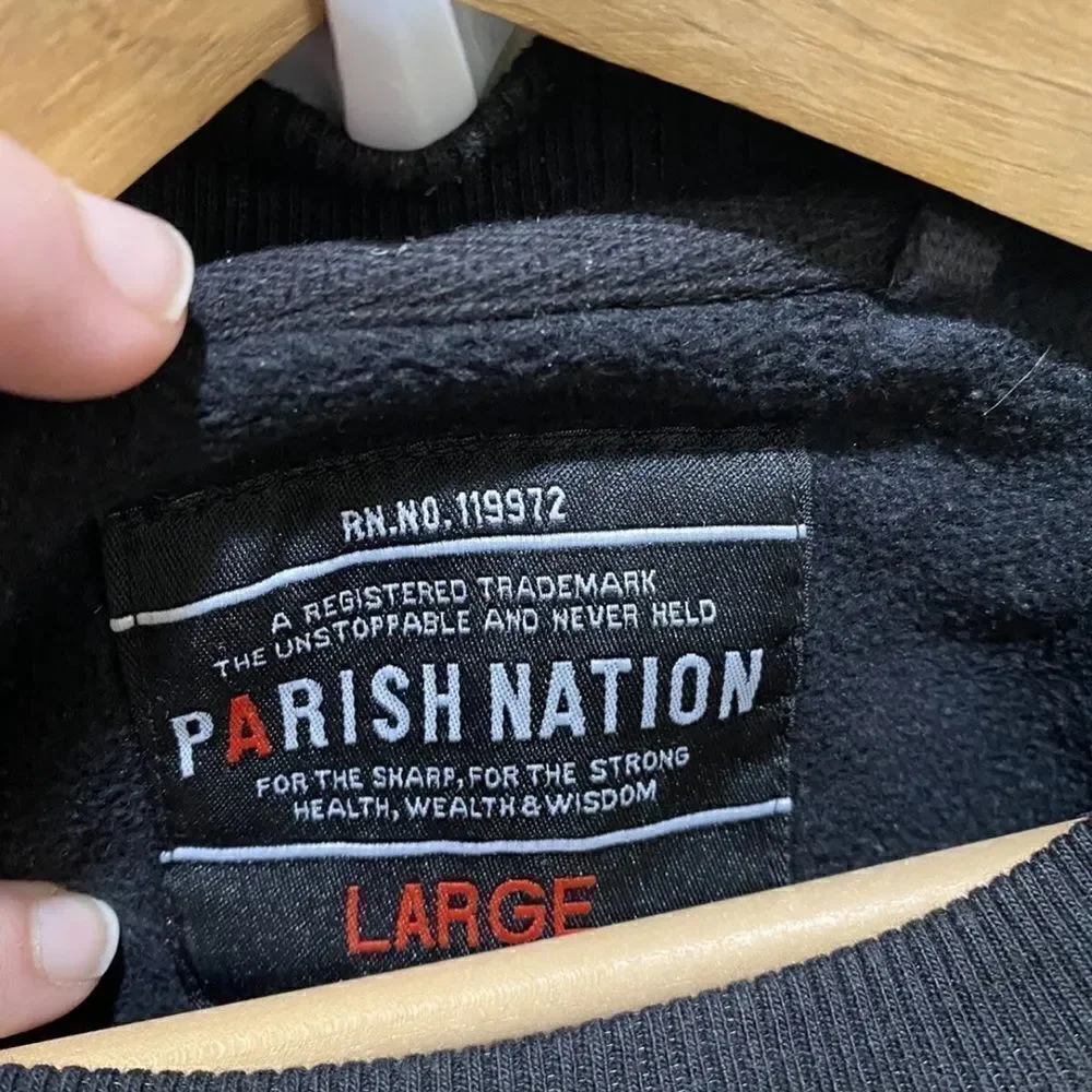Parish Nation Mens Black LS Sweater L