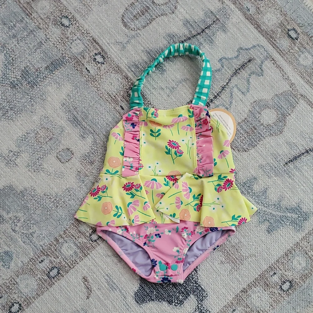 NWT Wildflowers Clothing La La Land Yellow Paradise One Piece Swimsuit Sz18m