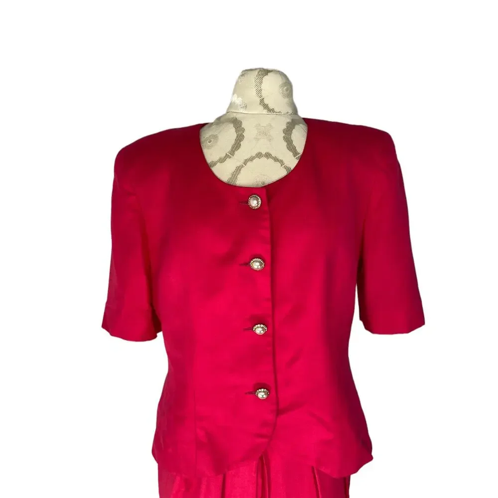 Christian Dior Vintage Business Career Office Work Minimalist Pink‎ Suit Size 8