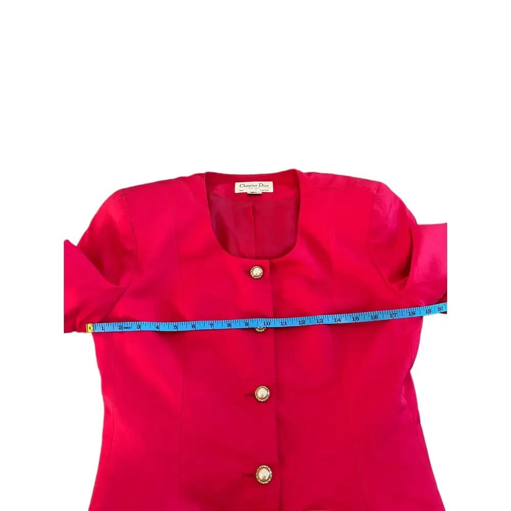 Christian Dior Vintage Business Career Office Work Minimalist Pink‎ Suit Size 8