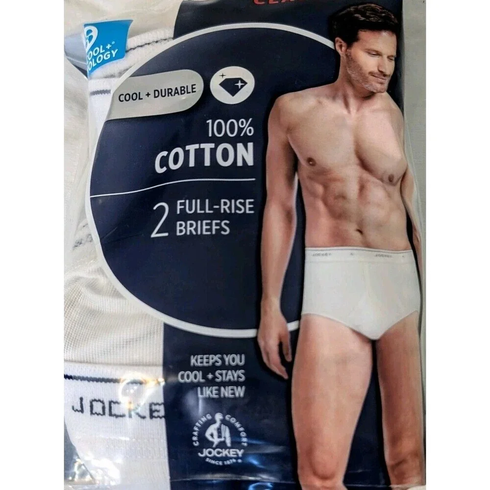 Jockey Classics Big Man 2-Pack Briefs - Size 56 White Full Rise 100% Cotton NEW
