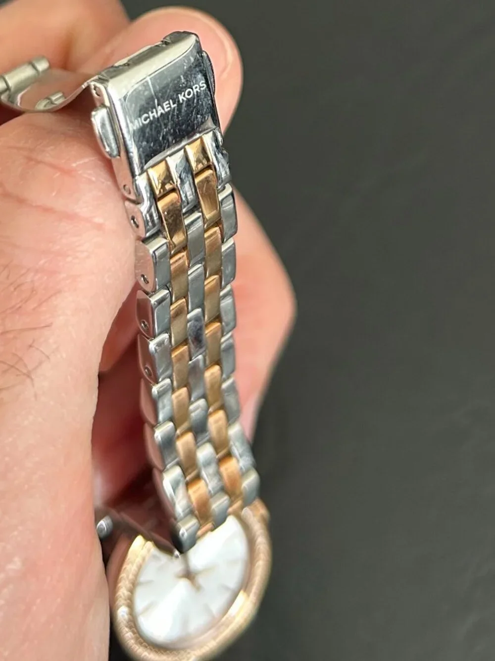 Michael Kors MK3298 Petite Darci Two-Tone Watch Crystal Bezel New Battery 7.5