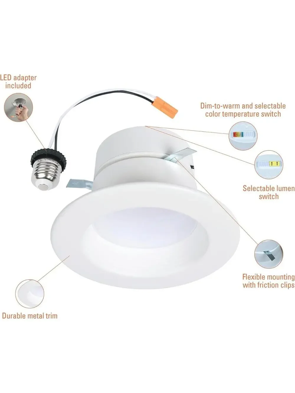 Halo RL 4 In. Canless Recessed LED Downlight, 600/900Lm, 5CCT RL4LS9FSD2W1EWH