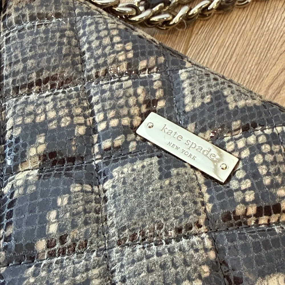 Kate Spade Chic Snakeskin Pattern Shoulder Bag purse quilted handbag designer