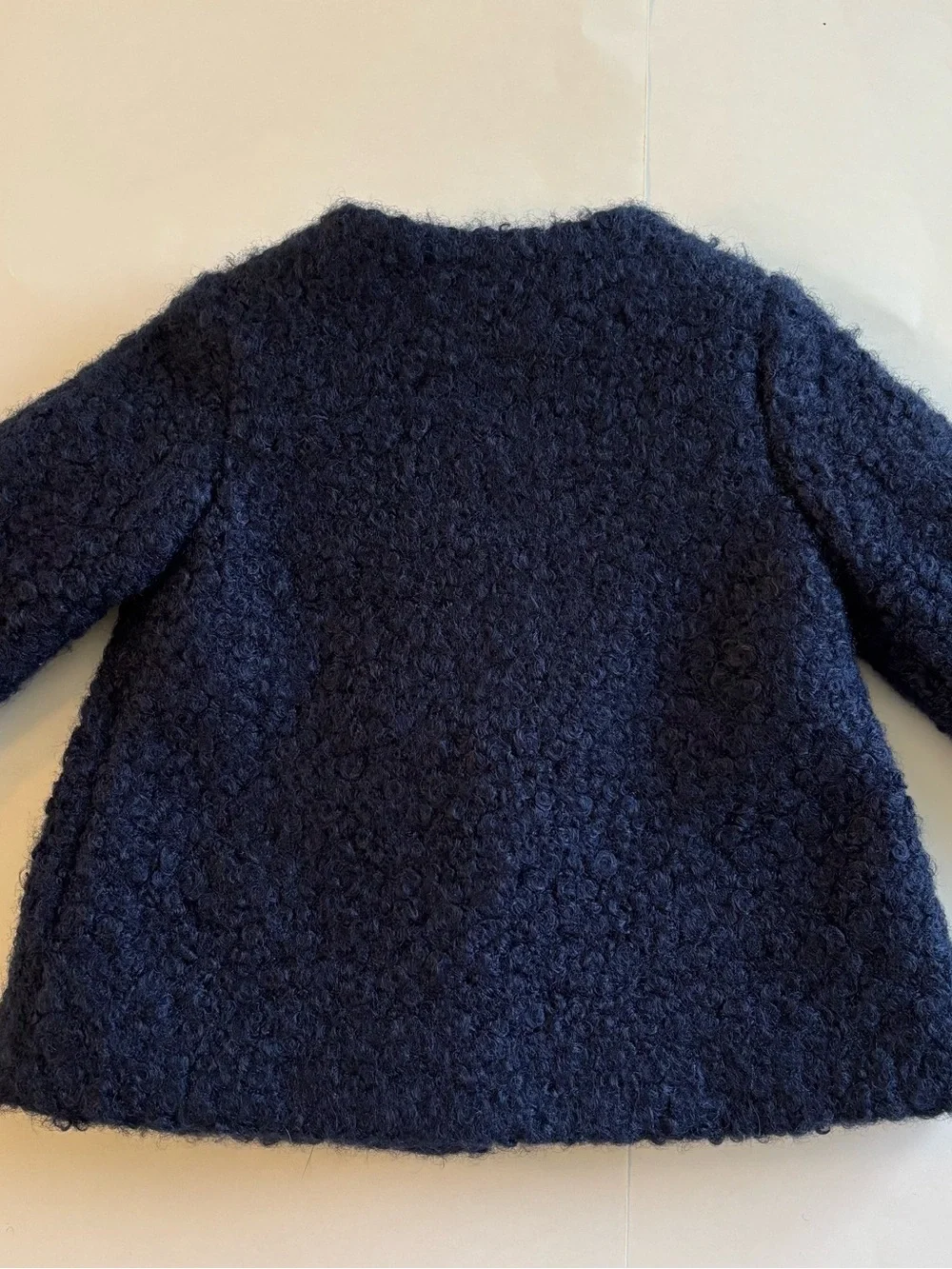NWT Janie and Jack Baby Girls Navy Blue Boucle Coat Size 6-12 Months