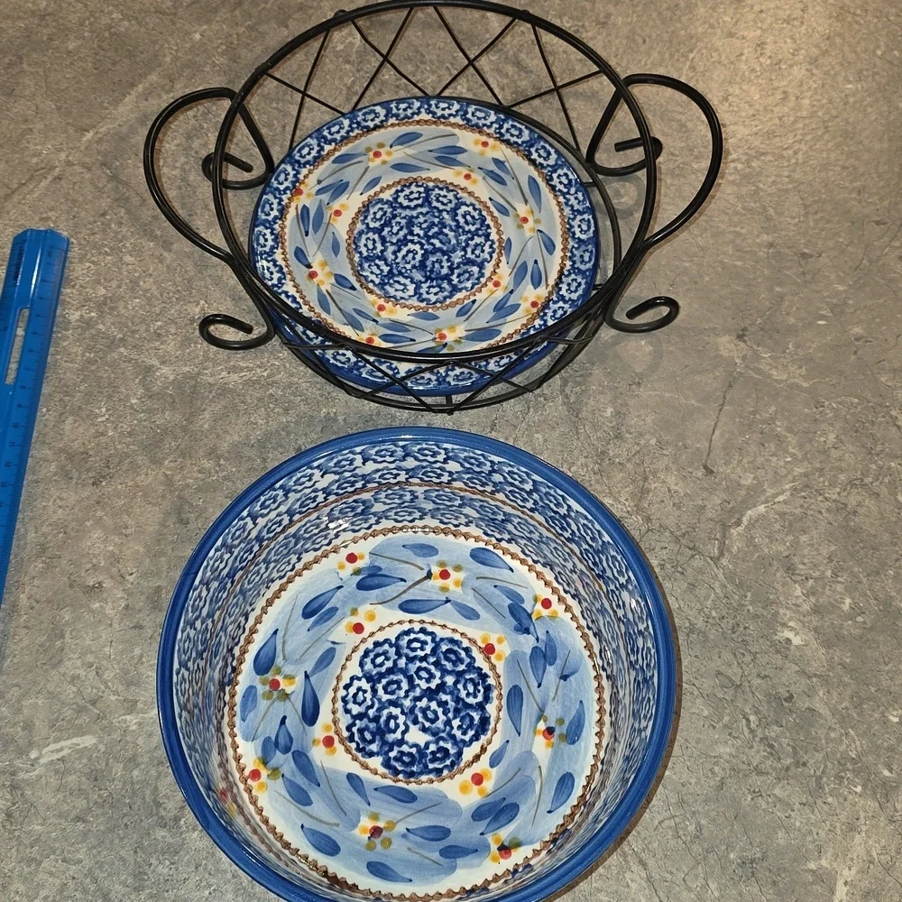 (J30) Temptations Blue and White Patterned Bowl Set