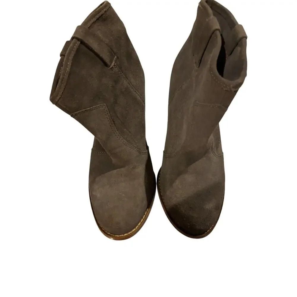 Splendid Women‎ Suede block heel Booties Sz 8 gray Round Toe cowgirl capsule