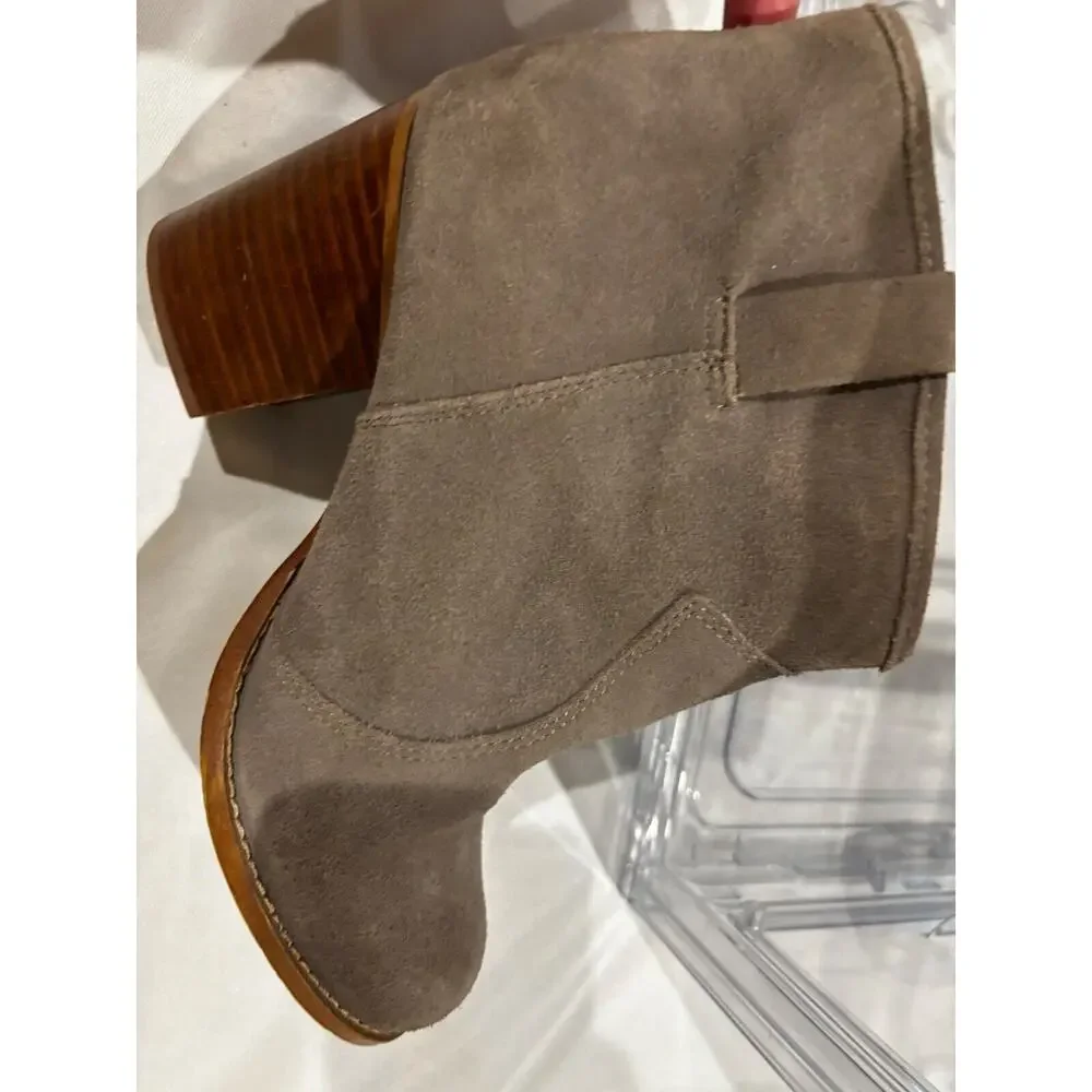 Splendid Women‎ Suede block heel Booties Sz 8 gray Round Toe cowgirl capsule