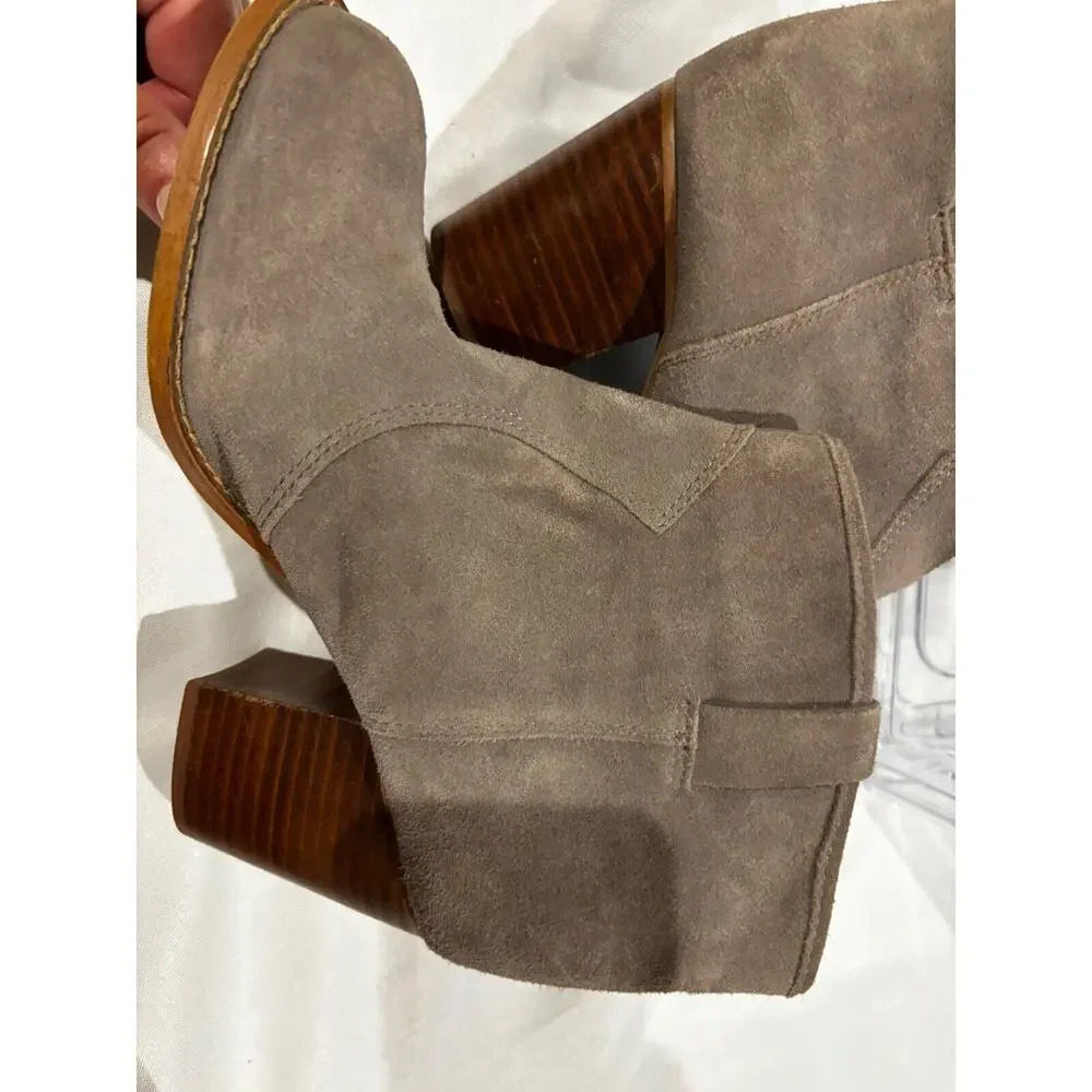 Splendid Women‎ Suede block heel Booties Sz 8 gray Round Toe cowgirl capsule
