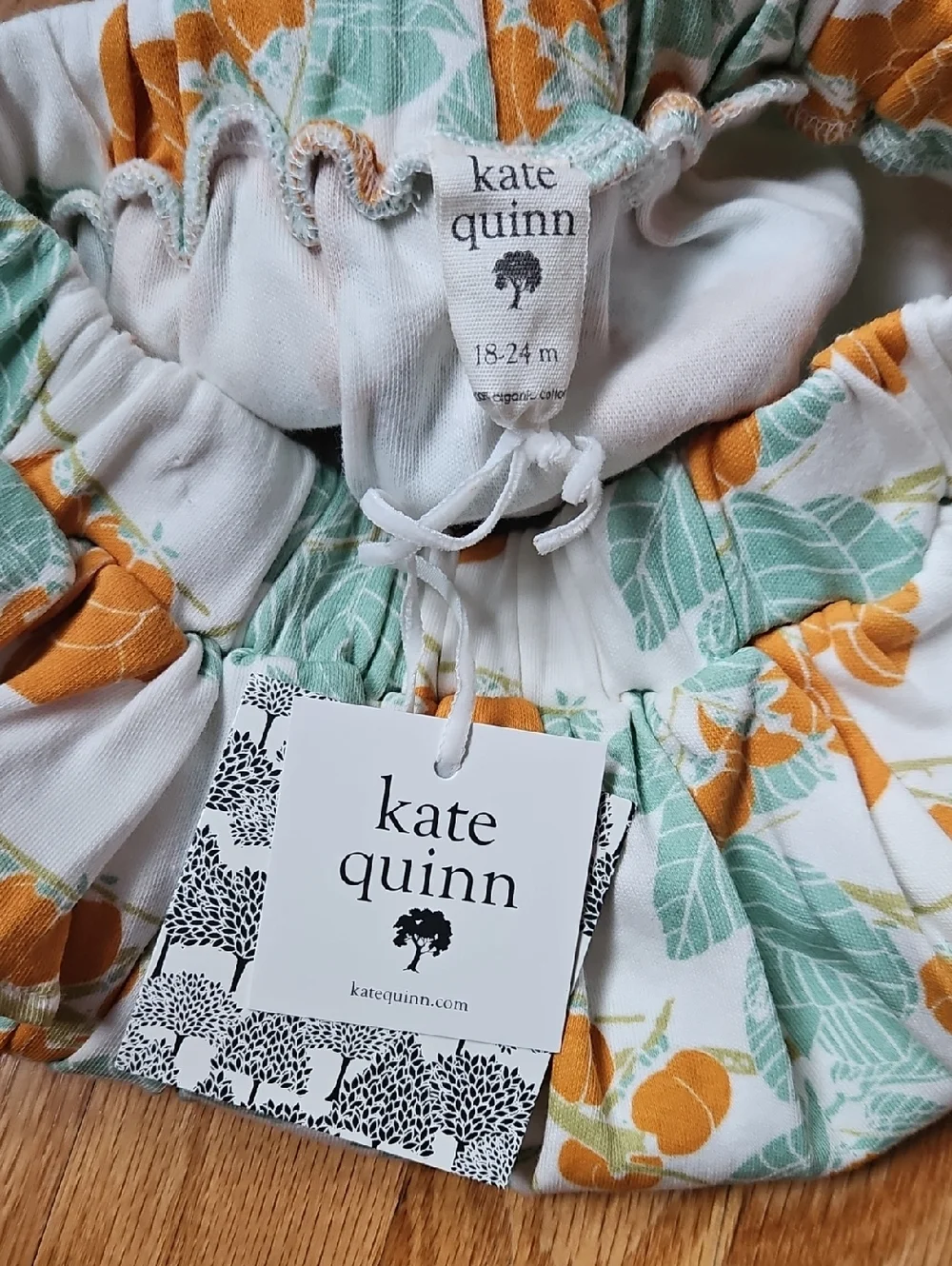 kate quinn Yellow Floral Ruffle Diaper Cover with Mint Leaves