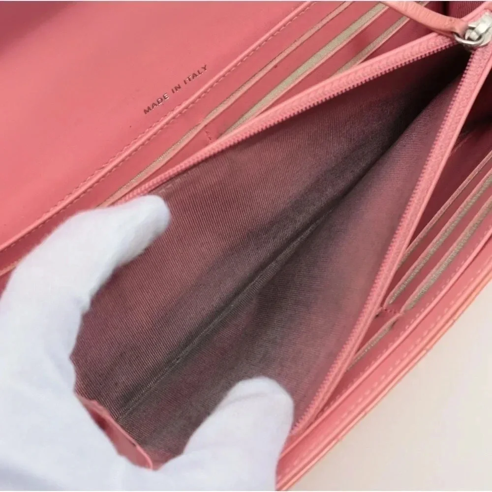 Chanel Quilted Patent leather Wallet, Pink/Champagne