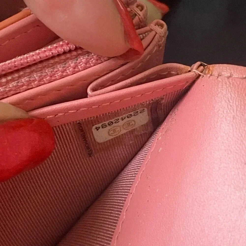 Chanel Quilted Patent leather Wallet, Pink/Champagne