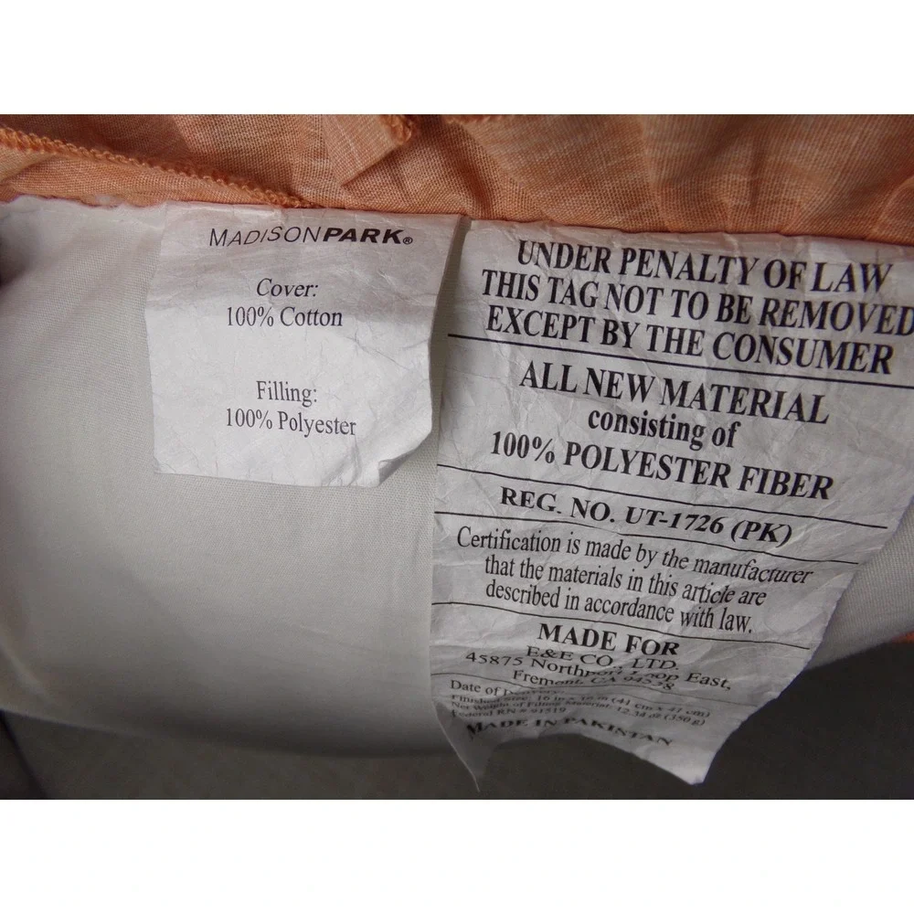 Madison Park Decorative Accent Pillow Peach / White Floral Ruffle
