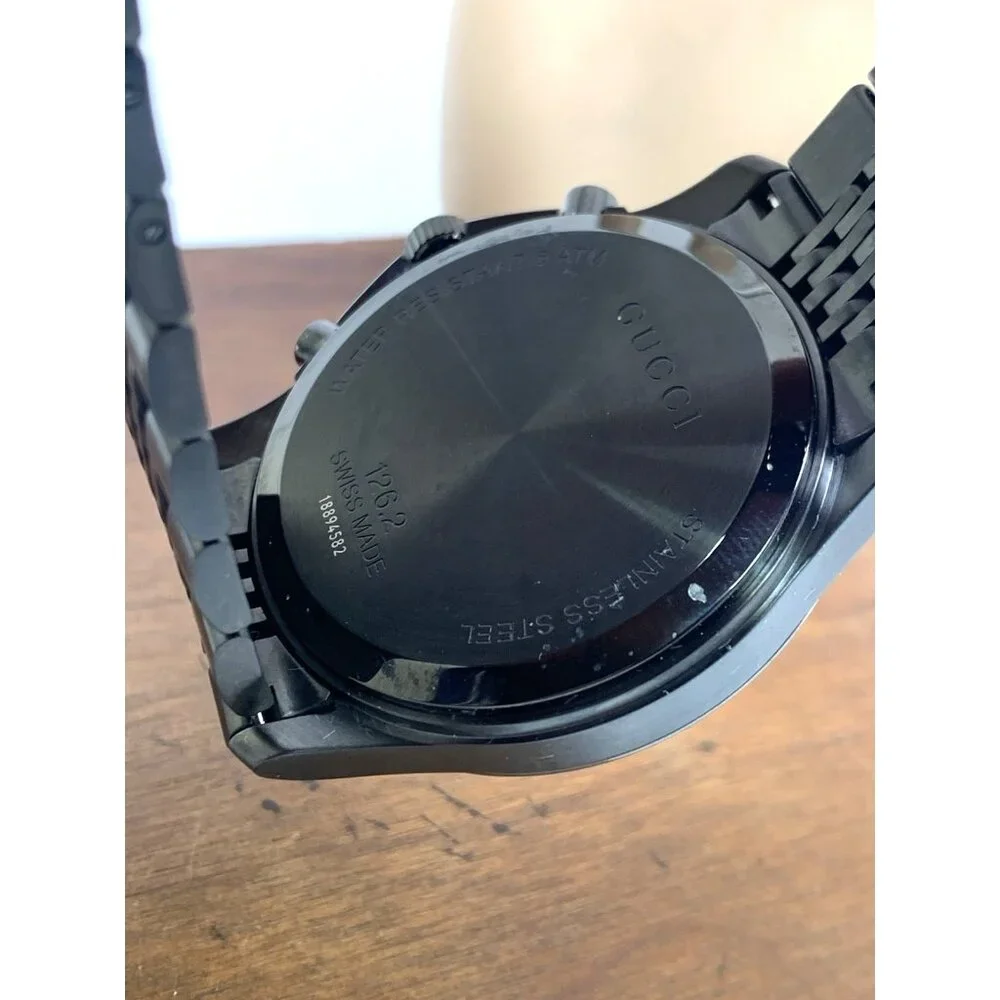 Gucci Men's Watch YA126217 G-Timeless Swiss Quartz Chronograph Black Steel 46mm