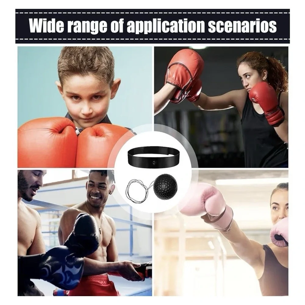 Boxing‎ Speed Ball Set Of 2 Elastic Headband & Black Ball Headband Style Fitness