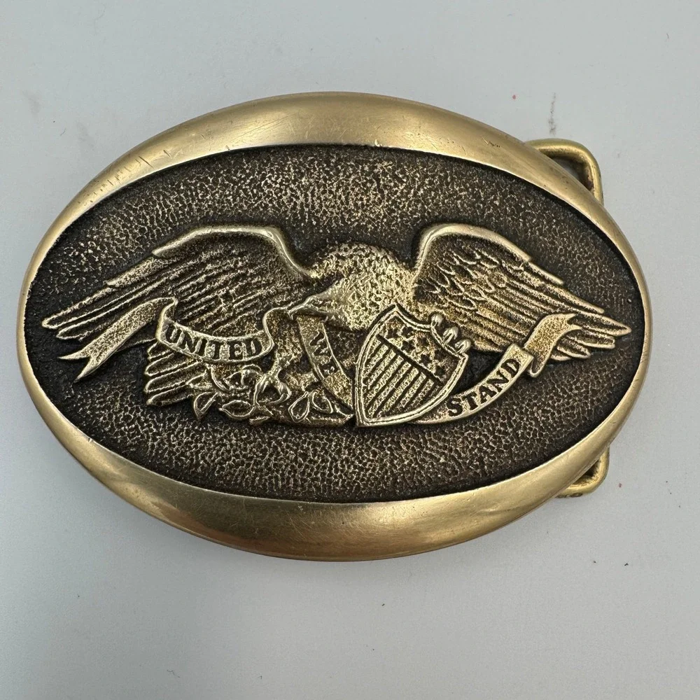 Vintage 1976 Heritage‎ Mint Ltd Solid Brass American Eagle Belt Buckle Patriotic