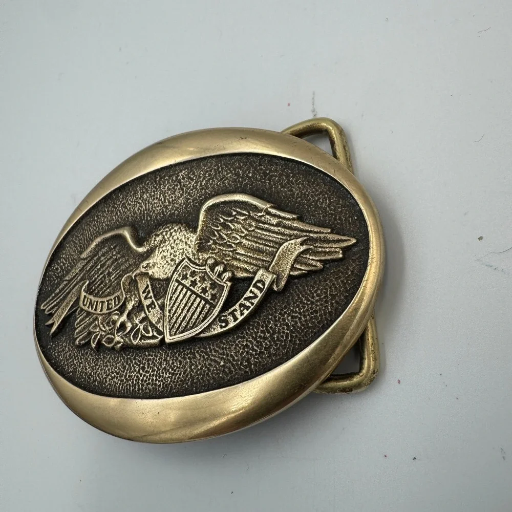 Vintage 1976 Heritage‎ Mint Ltd Solid Brass American Eagle Belt Buckle Patriotic