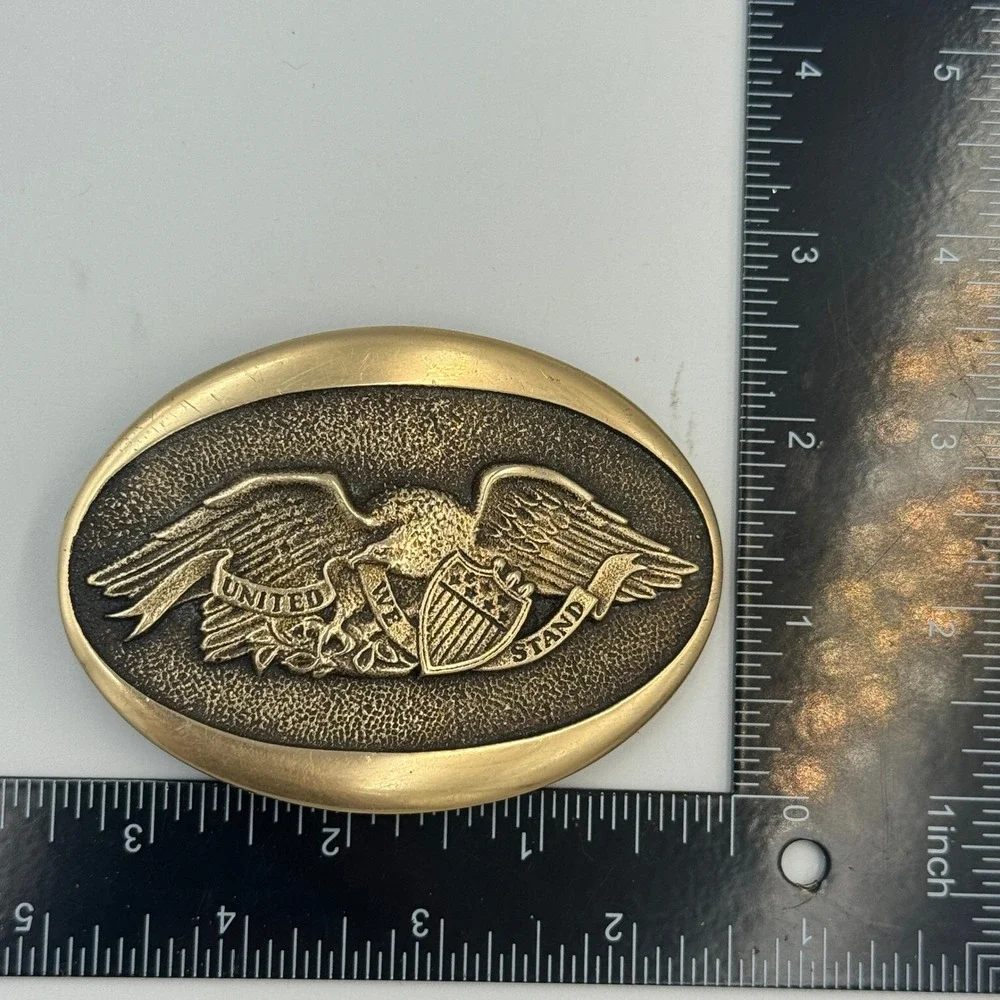 Vintage 1976 Heritage‎ Mint Ltd Solid Brass American Eagle Belt Buckle Patriotic