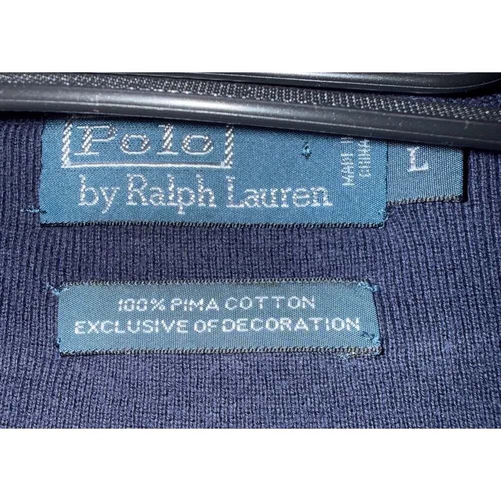 Polo Ralph Lauren Sweater Vest Mens Large Blue Pima Cotton V-Neck Preppy