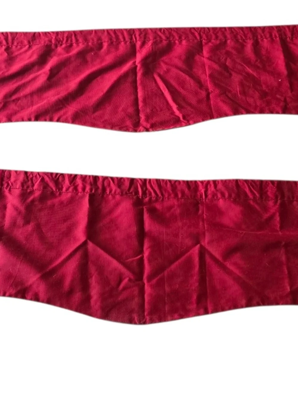 Red and White Gingham Check Scallop Set Of 2 Window Valances 60x14 Patriotic USA