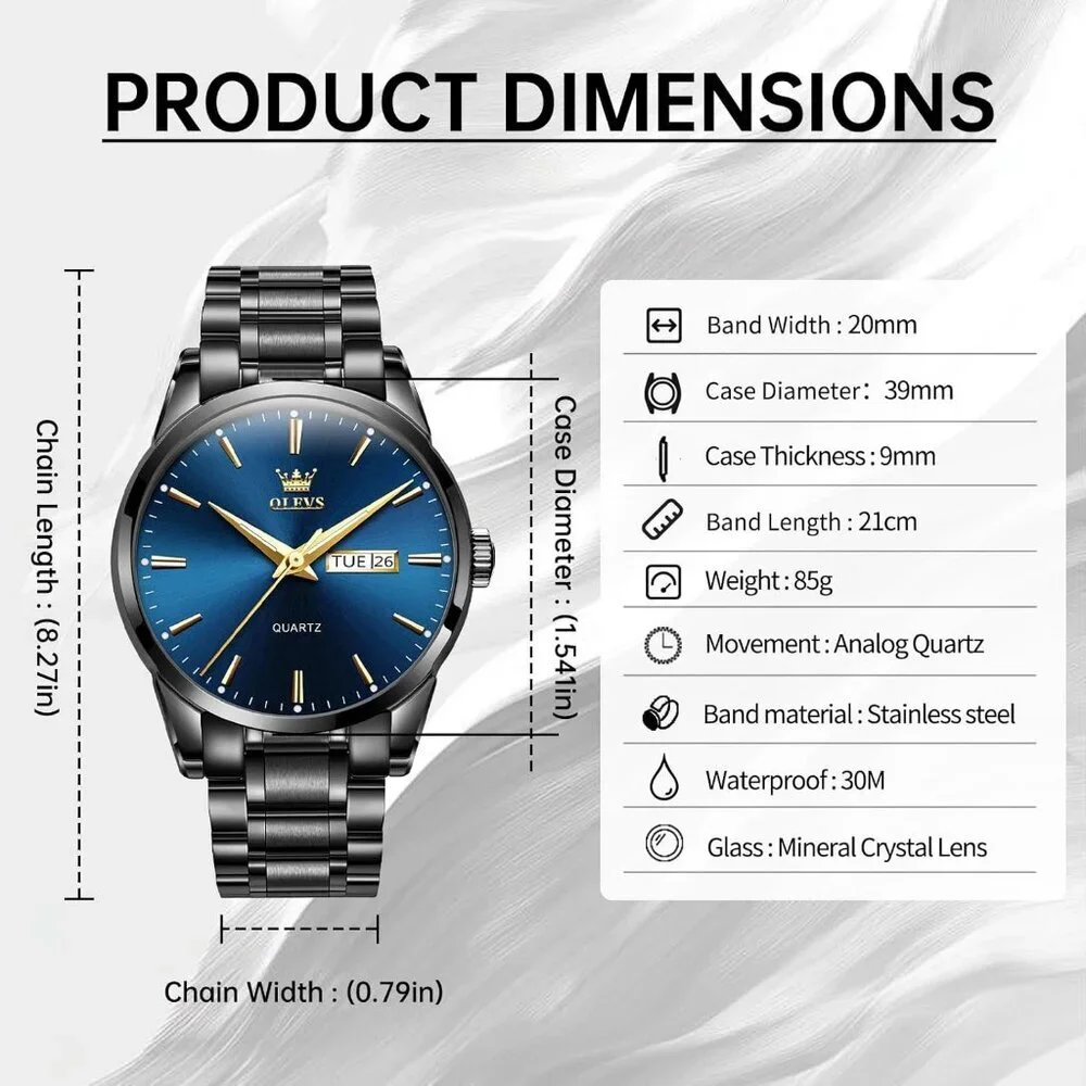 Olevs black stainless