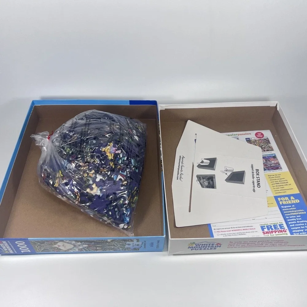 White Mountain - Jeweled Cat - 1000 piece puzzle - open box - excellent