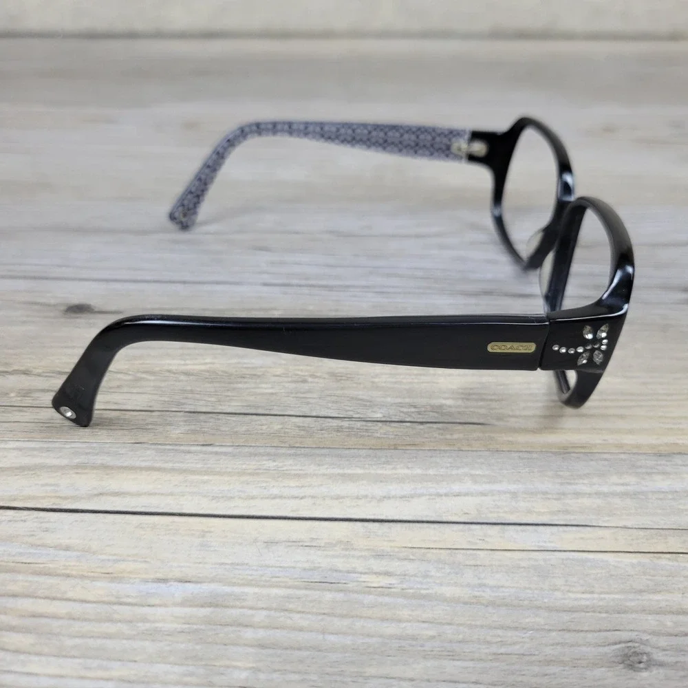Coach Eyeglass Frames S436 Eva Black Signature Rhinestone Flower Women 53-16-135