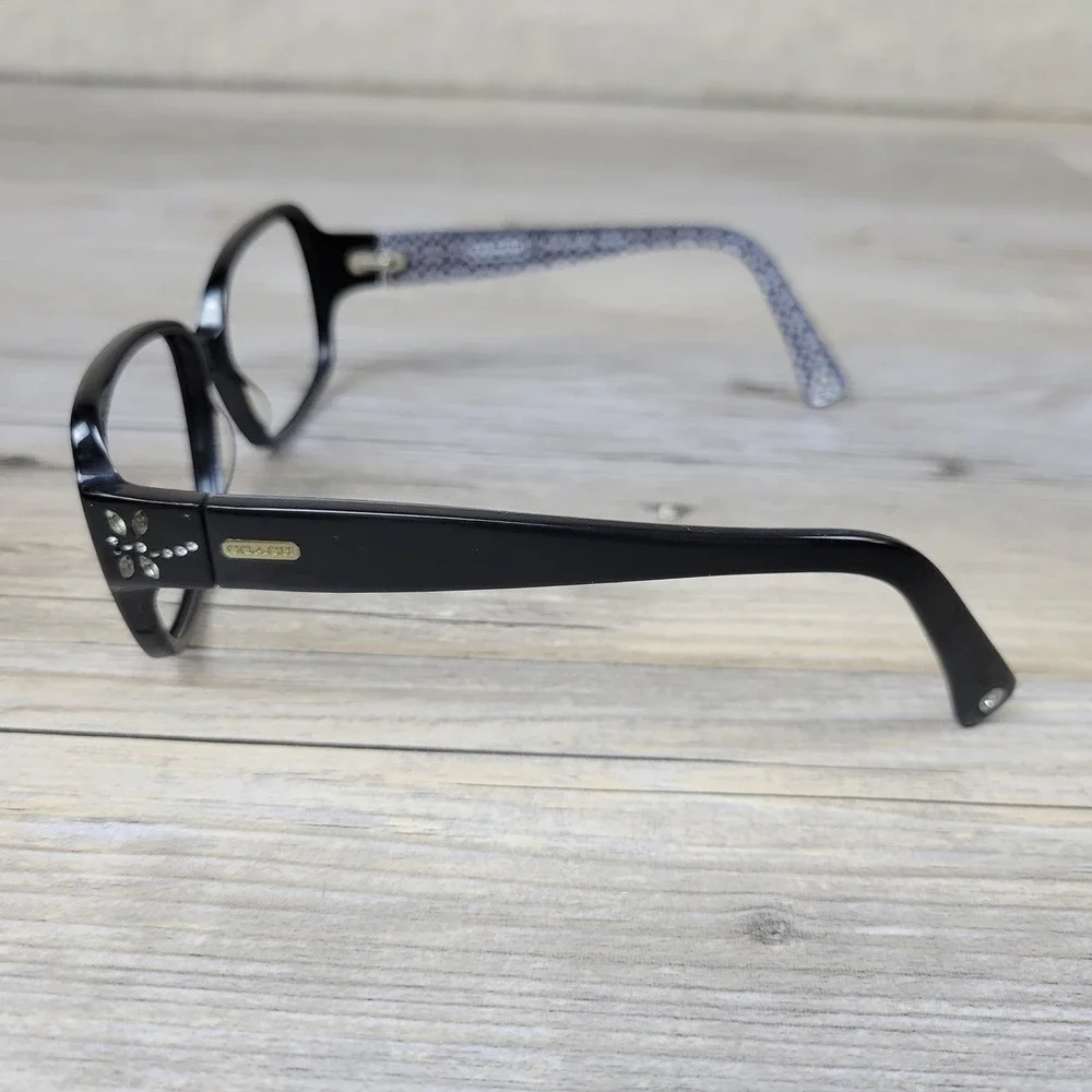 Coach Eyeglass Frames S436 Eva Black Signature Rhinestone Flower Women 53-16-135