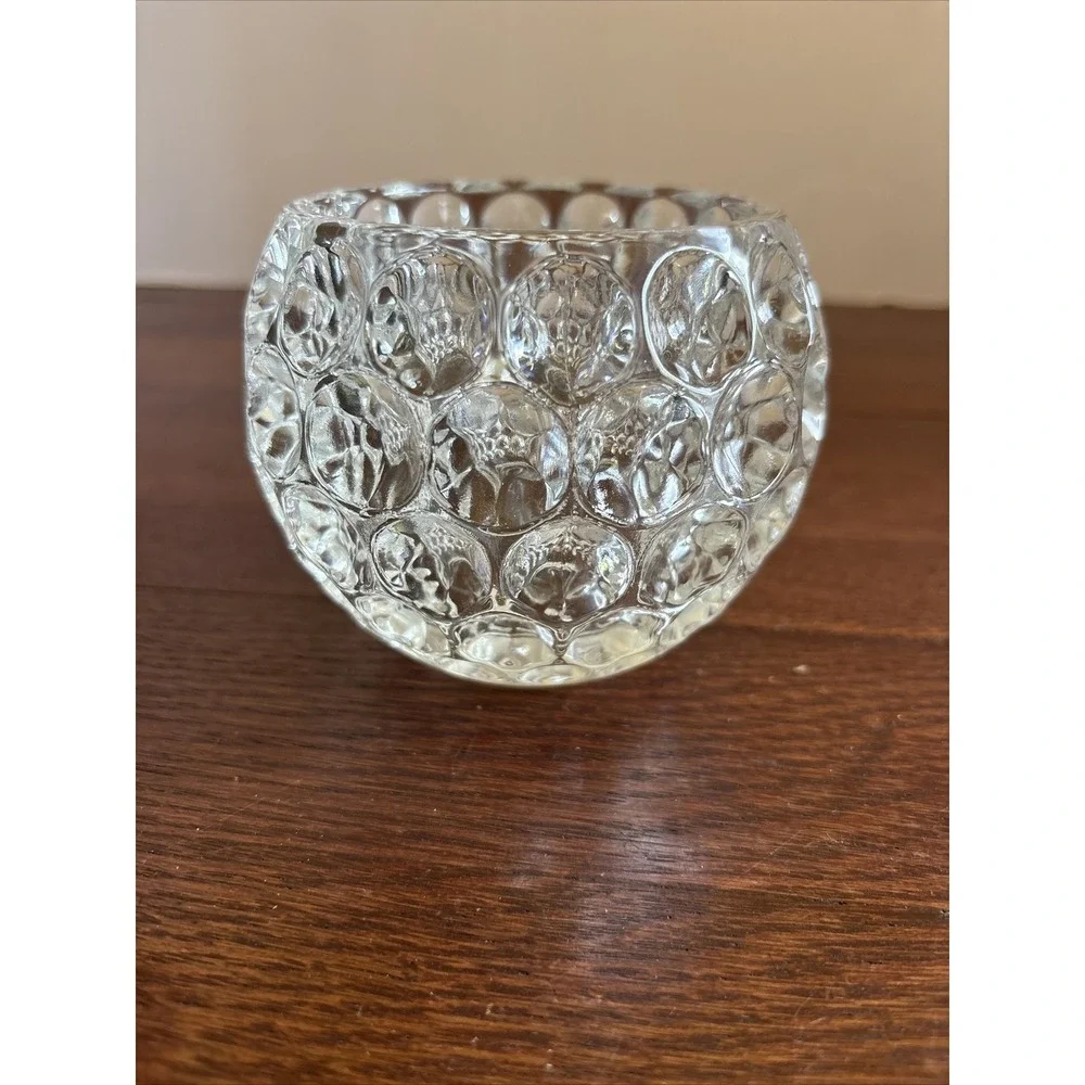 Fitz & Floyd Optic Crystal Glass Votive Candlestick candle holder Coin Dot