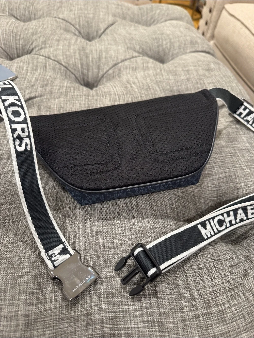 Michael Kors Bag Cooper Mini Belt Bag Logo Signature Blue Black Fanny Pack