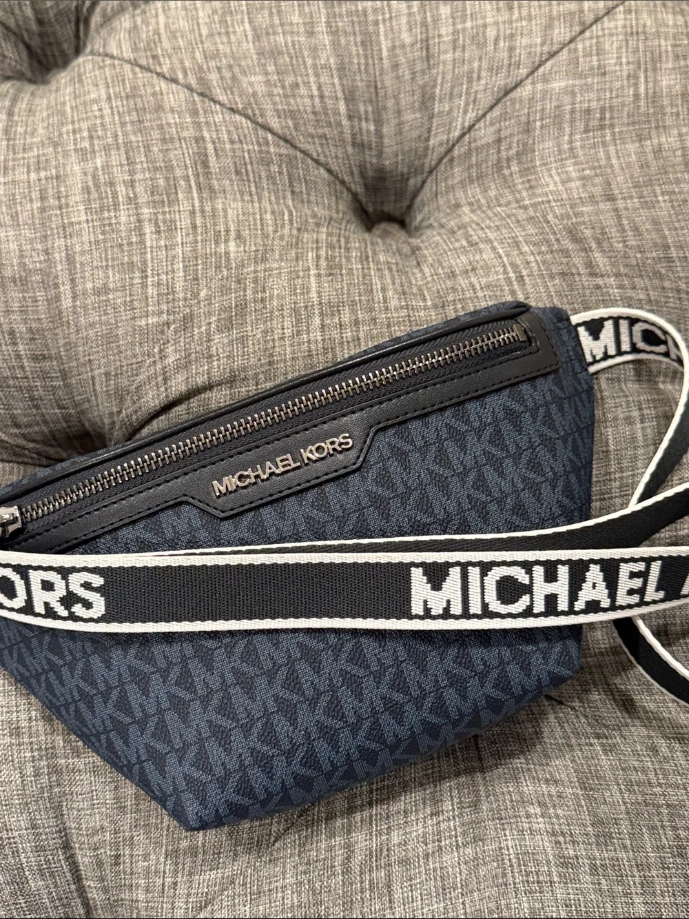 Michael Kors Bag Cooper Mini Belt Bag Logo Signature Blue Black Fanny Pack