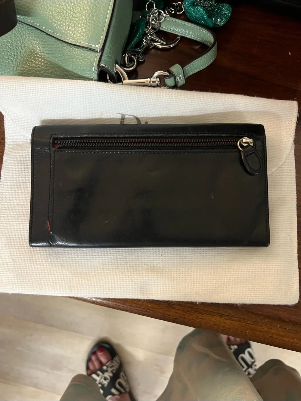 Dior Vintage Black Leather Continental Wallet with CD Emblem