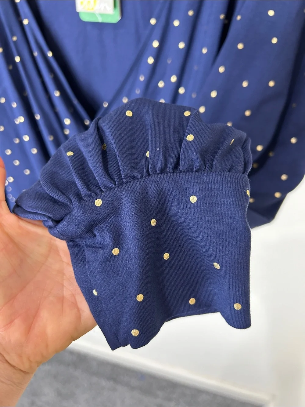 NWT BODEN Blouson Wrap Top Navy blue Gold Polka Dot Size 16/18