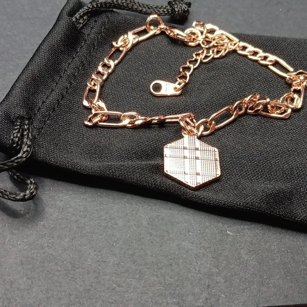 18k Rose Gold Plated Anklet Initial U‎ Women's